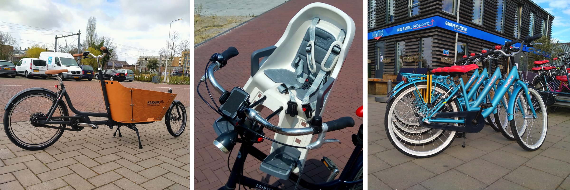 Huur een kinderfiets of elektrische bakfiets om op pad te gaan met je kinderen. Leuke fietstocht met de familie.